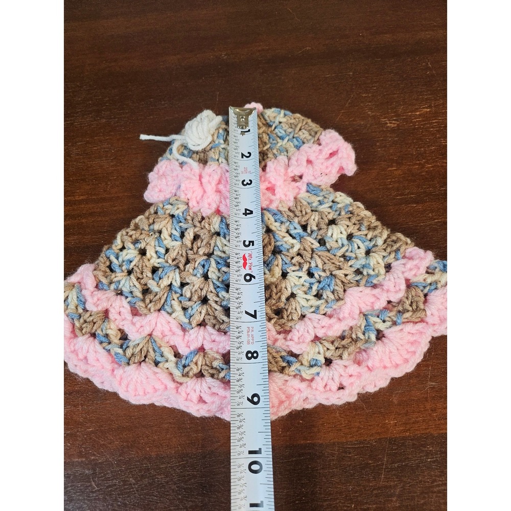 Crochet Miniature Dress Baby Small Pink Tan Blue Ruffled Ornament